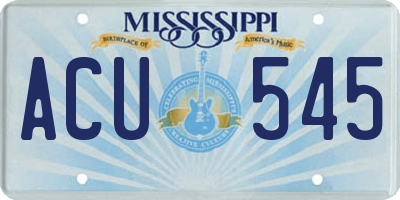 MS license plate ACU545