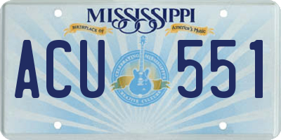 MS license plate ACU551