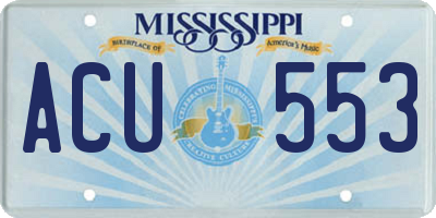MS license plate ACU553