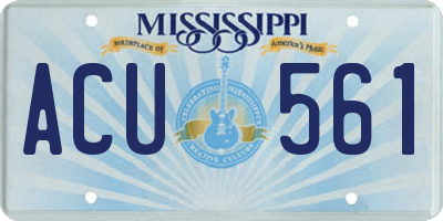 MS license plate ACU561