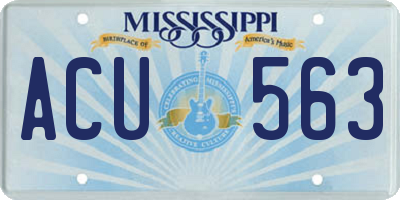 MS license plate ACU563