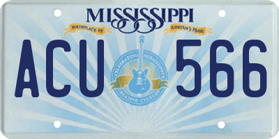 MS license plate ACU566