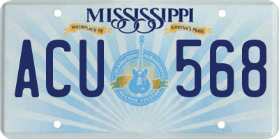 MS license plate ACU568