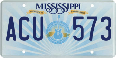 MS license plate ACU573