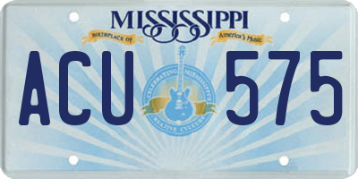MS license plate ACU575