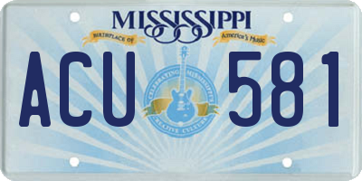 MS license plate ACU581