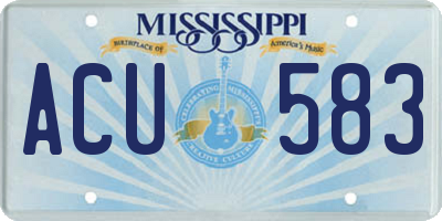 MS license plate ACU583