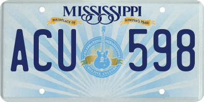 MS license plate ACU598