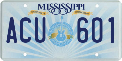 MS license plate ACU601
