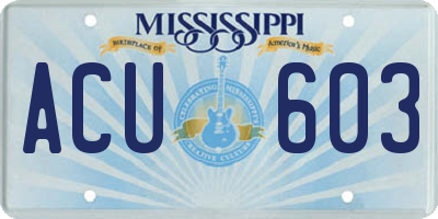 MS license plate ACU603