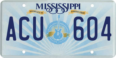 MS license plate ACU604