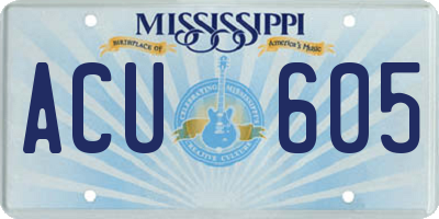 MS license plate ACU605