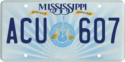MS license plate ACU607