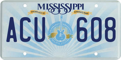 MS license plate ACU608