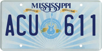 MS license plate ACU611