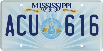 MS license plate ACU616