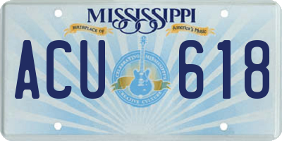 MS license plate ACU618