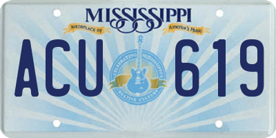 MS license plate ACU619