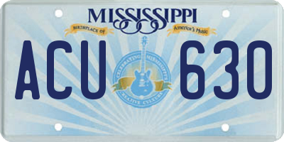 MS license plate ACU630