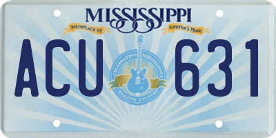 MS license plate ACU631