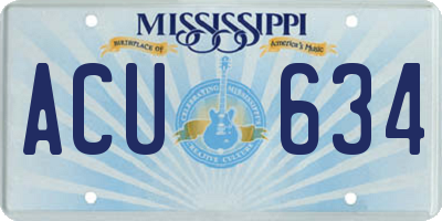MS license plate ACU634