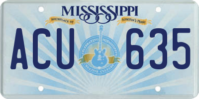 MS license plate ACU635