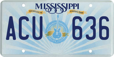 MS license plate ACU636