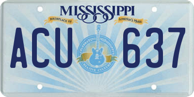 MS license plate ACU637