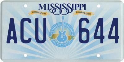 MS license plate ACU644