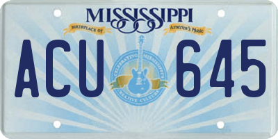 MS license plate ACU645