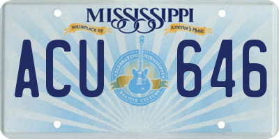 MS license plate ACU646