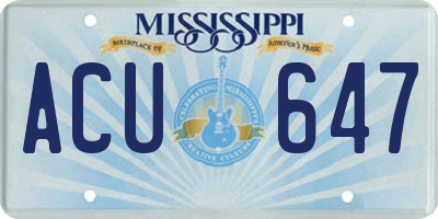 MS license plate ACU647
