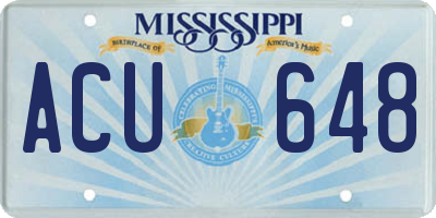 MS license plate ACU648
