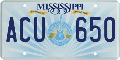 MS license plate ACU650
