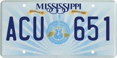 MS license plate ACU651