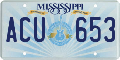 MS license plate ACU653