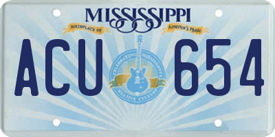 MS license plate ACU654