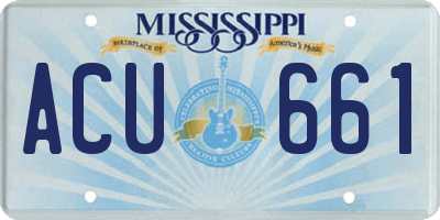 MS license plate ACU661