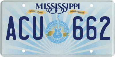 MS license plate ACU662