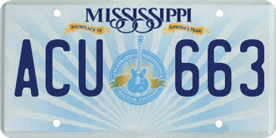 MS license plate ACU663