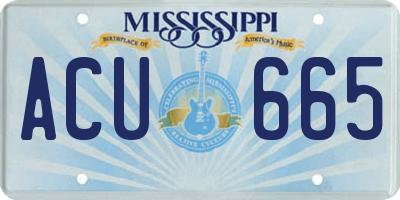 MS license plate ACU665