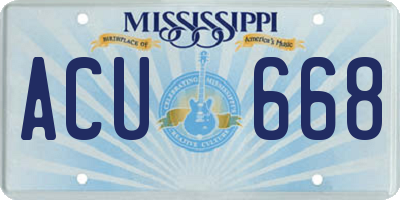 MS license plate ACU668