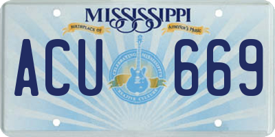 MS license plate ACU669