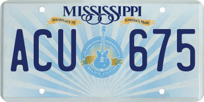 MS license plate ACU675