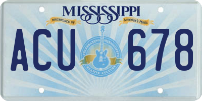 MS license plate ACU678