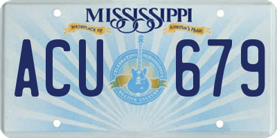 MS license plate ACU679