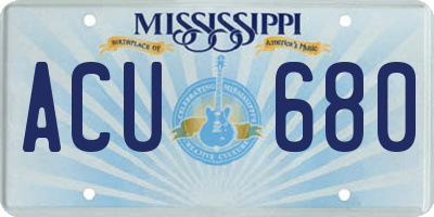 MS license plate ACU680