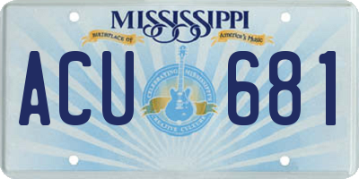MS license plate ACU681