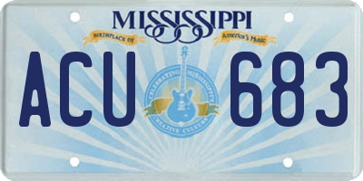 MS license plate ACU683