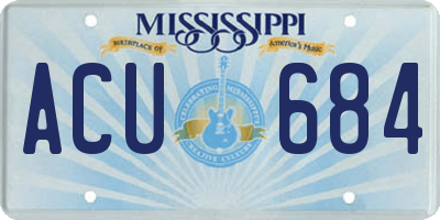 MS license plate ACU684